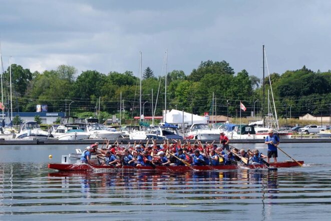 Dragon Boat Festival competitors prepare for the race in Belleville, Ont. Belleville Dragon Boat Club photo